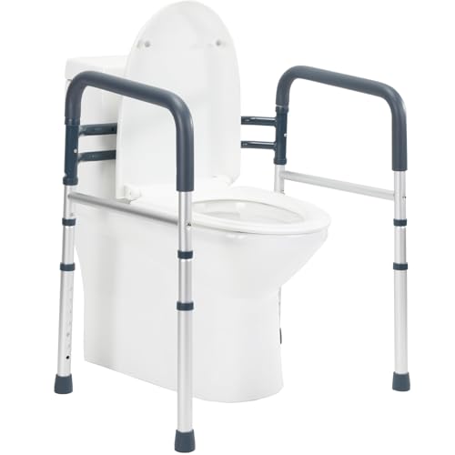 Lianjindun Toilet Safety Rails (350 lb), Adjustable Toilet Frame for Elderly, Seniors, Handicap & Disabled, Foldable Handicap Toilet Handles Fit Any Toilets (Blue) by lianjindun - Used condition - US$42.74