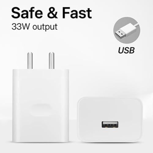 Image of 33W USB SuperVOOC Charger Adapter Compatible with OnePlus, Oppo, Realme, Samsung, Motorola, iQOO & More | Fast Charging with Warp, Dash, Dart, VOOC, QC 3.0