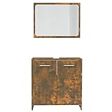 Gecheer Badm?bel-Set Badezimmerschrank Mit 1 Fach und 2 Türen Badschrank Bad-Unterschrank Badezimmerm?bel-Set Waschbeckenunterschrank Waschtischunterschrank Holzwerkstoff R?uchereiche