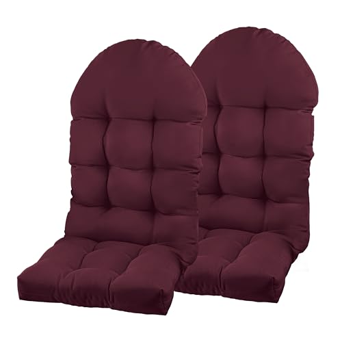 Image of Adirondack Chair Cushion, Rocking Chair Cushion 44x19.4x4 inch, High Back Patio Cushions of Upper and Lower with Ties, Sunscreen and Fade-Resistant (Beaujolais, 2)