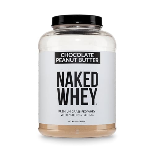 Image of NAKED Whey Chocolate Peanut Butter Grass Fed Whey Protein Powder, No GMO, No Soy, and Gluten Free, Aid Growth and Recovery - 52 Servings