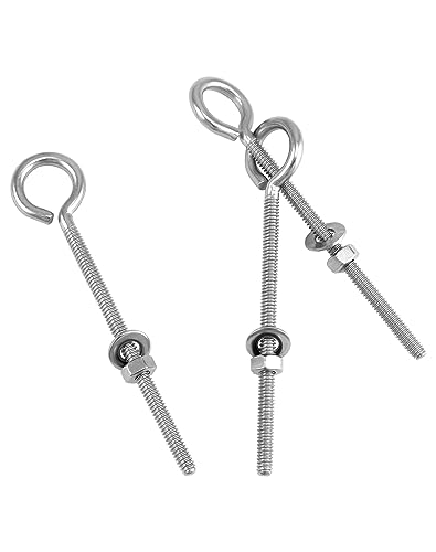 Qwork DG30283 Eye Bolts, 10 Pack 1/4 Inch X 4 Inch Stainless Steel Long Threaded Eyebolts thumb #2