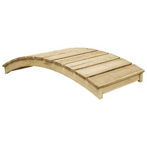 vidaXL Kiefernholz Imprägniert Gartenbrücke Rustikal Holzbrücke Teichbrücke Brücke Holzsteg Zierbrücke Hinterhof-Brücke Deko 170x74cm