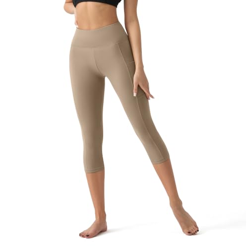 Image of YUDSUD High Waisted Leggings for Women with Pockets - Tummy Control Capris Yoga Pants for Workout Running Athletic Cycling