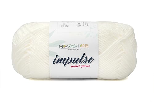 Image of WOAFashions Impulse Hand Knitting & Crochet Yarn, Premium Acrylic, 4 : Medium (White) (3x100gms / 3.5oz / 200mtr / 218yds)