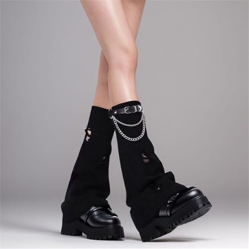 Goth Knitted Leg Warmers for Women Y2k Cute Alt Rave Long Punk Scene3