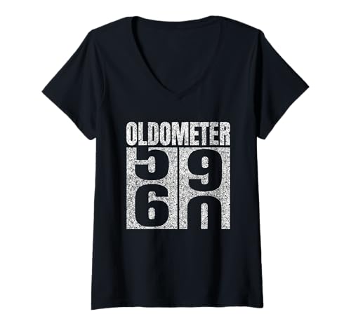 Donna 60th Birthday Oldometer 59-60 Vintage Funny Gifts Men Women Maglietta con Collo a V