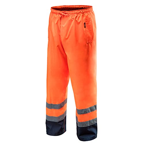 NEO TOOLS Warnschutz Regenhose EN ISO 20471 Warnschutzhose mit Reflektionsstreifen Warnhose orange Neon gelb Arbeitshose Sicherheitshose XXL orange