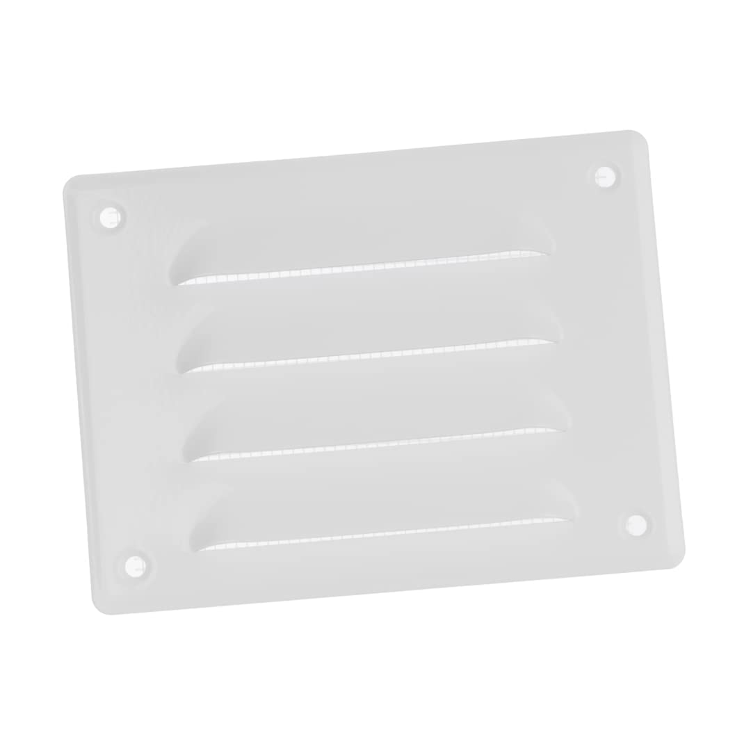 EUROPLAST White 3x3" Steel Vent Cover with Insects Screen - Sidewall and Ceiling - Outside Dimensions: 5.51"w X 4.13"h