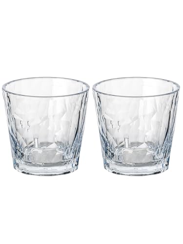Koziol Superglas Club No. 22, 2 piezas, 250 ml, tumbler de vino, vaso de plástico cristalino, lujoso, irrompible, reutilizable, fiesta, camping, set de 2