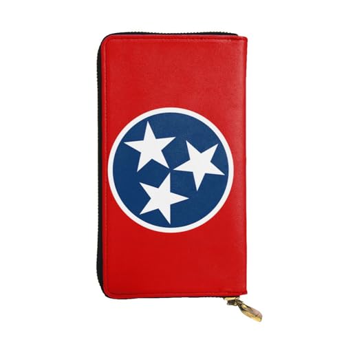Tennessee State Flag Leather Long Wallet, 12 Credit Card Slots, 3 Cash Slots, Coin Compartment, Unisex