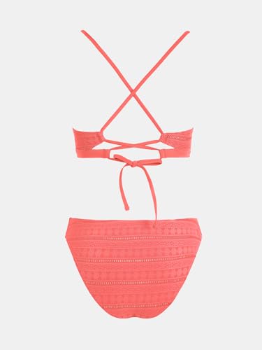 Image of CUPSHE Bikini Set for Women Two Piece Swimsuits V Neck Low Rise Crisscross Back Self Tie Spaghetti Straps