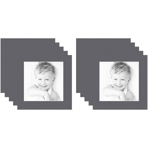 10x10 Granite/Mountain Grey Custom Mat for Picture Frame with 6x6 Opening Size (Mat Only, Frame NOT Included) - 10 Pack