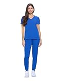 Natural Uniforms Womens Essential Cool Stretch Jogger Scrub Set (True Royal Blue, Medium)
