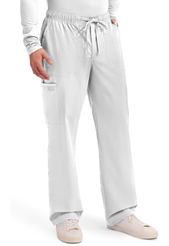 Image of Cherokee WW Professionals Scrubs for Men Tapered Leg Mens Cargo Scrub Pants | Comfortable Poplin Fabric, 2-Way Stretch, Zip Fly, Drawstring, Easy Care, For Active Shifts, Made for Nursing Professionals