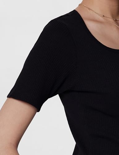 Image of barcino Beige Ribbed V-Neck Short Sleeves Top
