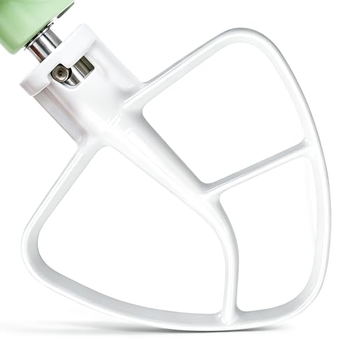 Image of Flat Beater K45B Compatible with KitchenAid 4.5-5 Qt Tilt-Head Stand Mixer | Coated, Flat Beater, Replacement K45B, White Paddle Attachment for Cookie Dough, Cake Batter and Frosting