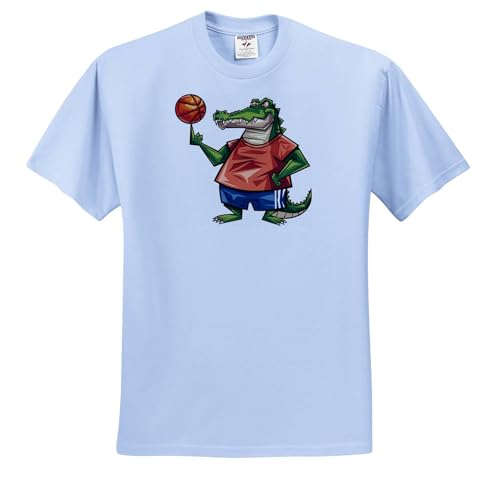 3dRose, Funny Cute Alligator Twirling Basketball as Basketball Player Sports, T-Shirt
