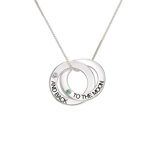 Personalized Russian Ring Pendant Necklace with Diamond/Birthstone Options - Sterling Silver, Gold Plated, Gold Vermeil or 14K Solid Gold - Two or Three Rings - by MYKA