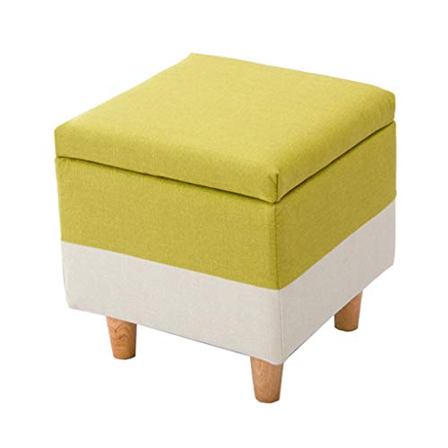 Tabouret repose-pieds rembourré vert herbe avec cube de rangement CHEWYNP - 2