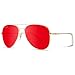WearMe Pro Classic Aviator Style Metal Frame Sunglasses (Red lens, 59)