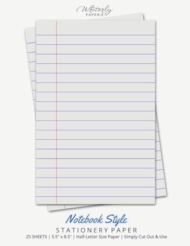 Notebook Style Stationery Paper: Half Letter Size Paper, Note Taking Style, Letter Writing Paper, 25-sheets image 3