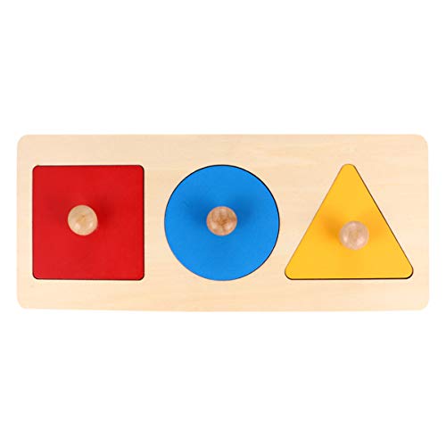 TOYANDONA 1 Pièces Bébé Puzzles de Forme en Bois Montessori Bouton en Bois Puzzle Peg Board Forme Géométrique Match Bébé Jouet Éducatif