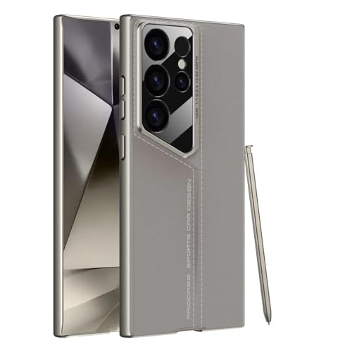 Image of MILLION CASES Back Cover Case for Samsung Galaxy S23 Ultra Soft Flexible Leather Shockproof Protective Cutting Edge Case(Titanium Grey)