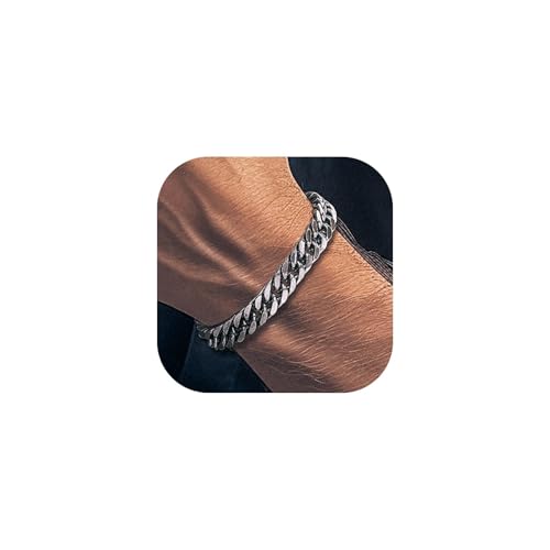 Richsteel Stainless Steel/Gold/Black Plated Link Chain Bracelet for Men 8/12/17mm Width, 7.4/8.2/9 Inch Length Classic Jewelry(Gift Wrapped)