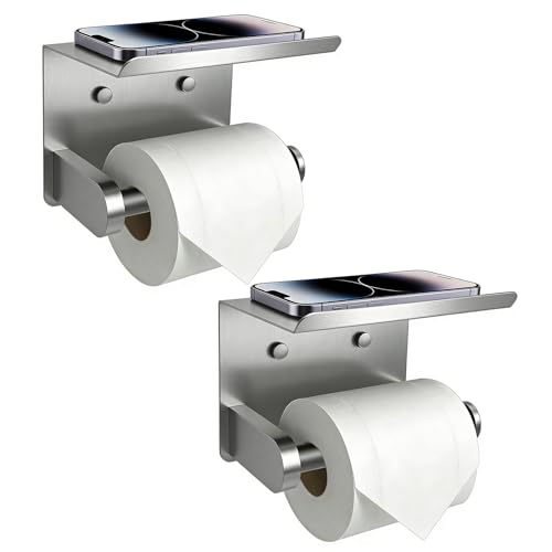 SetSail Toilet Paper Holder with Shelf Adhesive or Screw-in Brushed Nickel