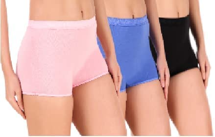 Geifa Women Silky Feeling Makes You Feel Cool in Summer, High Waist Cotton Boxer Briefs Boy Shorts All Day Comfortable Underwear Packs of 3 (S) Multicolour
