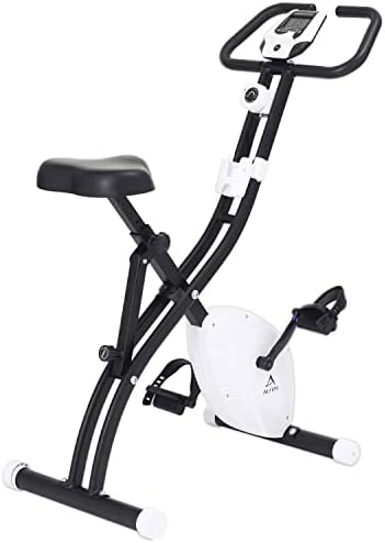 Folding Exercise Bike Magnetic Upright Bike Portable | 8 Levels of Resistance Stationary Bike with Phone/Tablet Holder | 300lb Weight Capacity