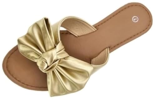 Image of Tiara Women's Sandals Slip On Slide Flat with Twist Knot Bow