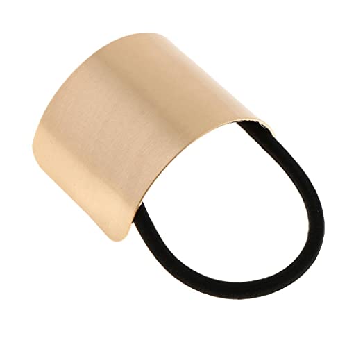 SM SunniMix Lady Hair Ponytail Ring Cover Half Metal Cuff Wrap Holder Headband Elastic Style Band - Gold