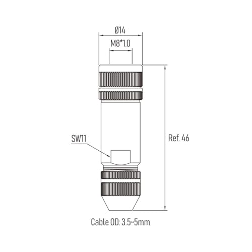 Conector M8 3 pines código A hembra blindado resistente al agua ensamblado 3