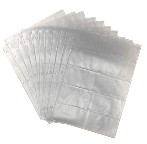 Business Card Sleeves for 3 Ring Binders, Heavy Duty Clear Page Protectors, Plastic Card Holder Sheets, 10 Pack, 20 Cards Per Sheet
