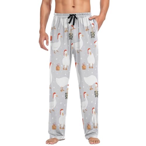 ALAZA Geese Duck Gray Men's Straight-Fit Pajama Pants Sleep Pants Bottoms