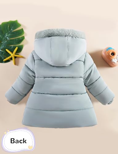 SEAUR Toddler Girls Winter Puffer Down Coat Cute Kids Fleece Lined Jacket Warm Fuax Fur Hoodie Coats2