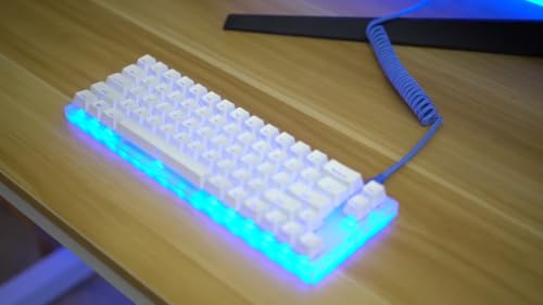 Image of Coiled & Double-Sleeved Mechanical Keyboard Cable, for Type-C Mechanical Keyboards (Blue)