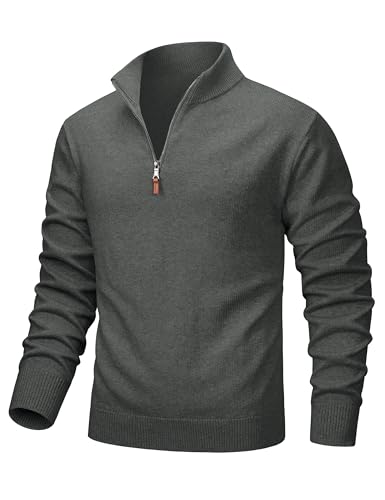 Image of MAGCOMSEN Men's Quarter Zip Pullover Lightweight Mock Neck Polo Sweater Long Sleeve Warm Fall Winter Pullover Sweaters