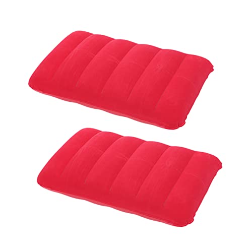 NAMOARLY PVC Flocking Inflatable Pillow 2 Pack Travel Waist Cushion for Camping Car Office Nap