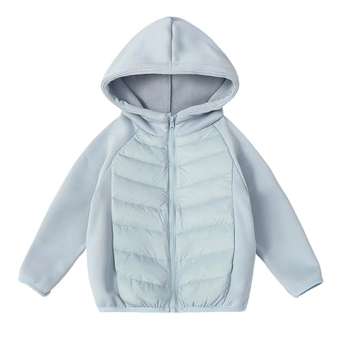 Girls Boys Quilted Hooded Puffer Jacket Full Zip Lightweight Solid Color Thick Down Coat Kids Cozy Padded Outwear