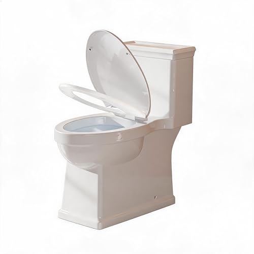 Inodoro comercial de una pieza extra alargado IDEALHOUSE – Descarga dual 0.8/1.28 GPF – Altura para confort 16" – Ahorro de agua potente – Asiento en V con cierre suave – MAP 1000 g – Entrada de 12" – Completo