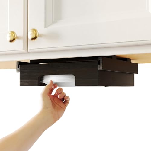Dispensador De Platos De Papel – Debajo De La Encimera, Soporte Organizador De Platos Vertical, Estante Montado En Armario De Bambú, Soporte De Madera Para Cocina | Solución De Almacenamiento De