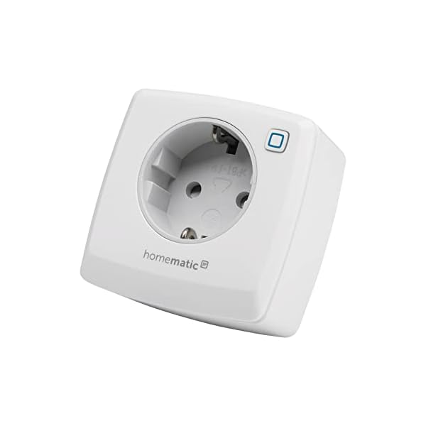 Homematic IP Smart Home Schaltsteckdose, digitaler Zwischenstecker steuert Leuchten oder Elektrogeräte per App, Alexa…