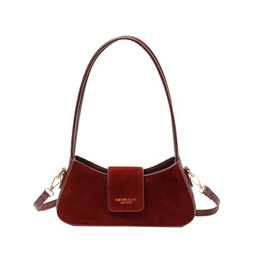 Suede Purse Elegant Magnetic Flap Slouch Suede Bag for Women Underarm Hobo Tote Purse Trendy Evening Bags Soft Edgy Crossbody