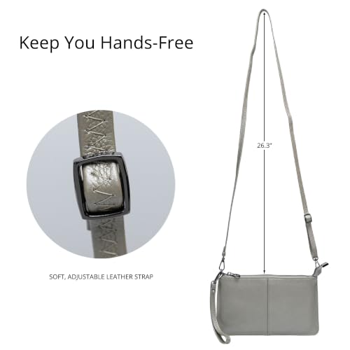 Image of Bveyzi Genuine Leather Wristlet Purses for Women, Envelope Clutch Wallet Small Crossbody Bags for Dressy Evening