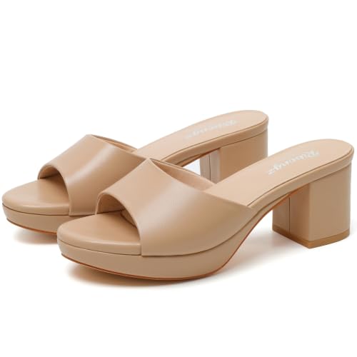 Image of RIBONGZ Block Heels Prom Heeled Sandals for Women Chunky Square Open Toe Strappy High Heels Ankle Strap Wedding Bridal Shoes High Heel Sandals for Party Dress