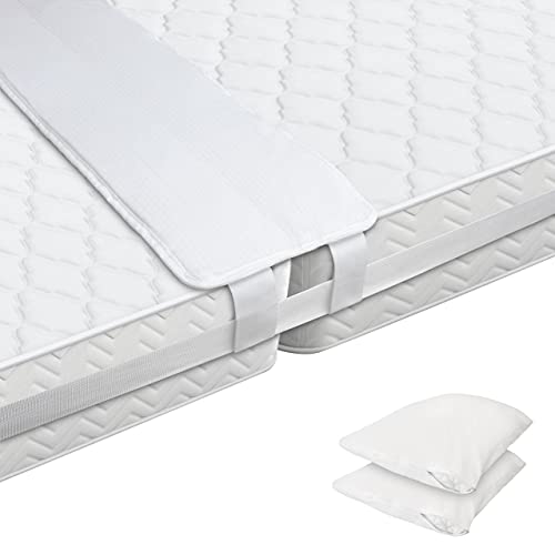 Royal Works Bed Bridge Twin to King Converter Kit – Includes 2 Pillow Cases and Travel Bag – Twin to King Bed Gap Filler Converter Kit Mattress Connector with Straps Converts 2 Beds to 1
