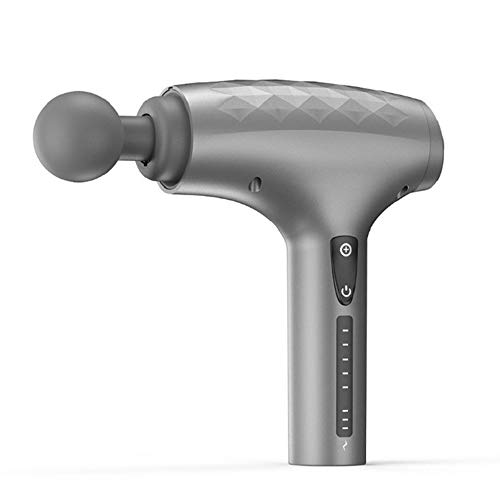 Hand-held Portable Massage Gun Deep Tissue Massage Device and Deep Muscle Cordless Massager Gifts with 4 Massage Heads (Color : Chrome)